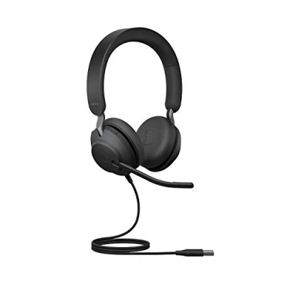 Imagen de Jabra Evolve2 40 Auriculares Estéreo con Cancelación de Ruido y Tecnología Llamada Tres Micrófonos Certificados para plataformas UC Cable USB A Negro