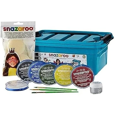 Imagen de Snazaroo Maleta, 6 colores y gel brillo con 3 pinceles, 2 esponjas libro de maquillaje