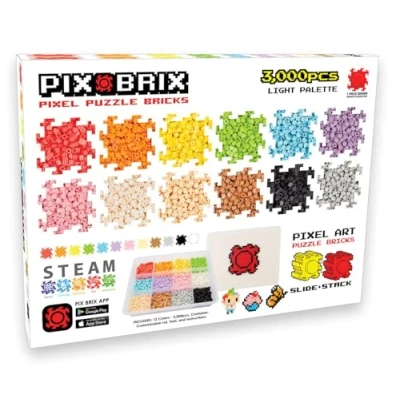 Imagen de Cefa Toys Pix Brix Pixel Art 3000 piezas,Colores Surtidos,Gama Suave,Construcciones Horizontal,Vertical,Diagonal,CREA mosaicos,Figuras 2D,3D,Compatible con Otra Marcas,Niños a Partir 6 años.