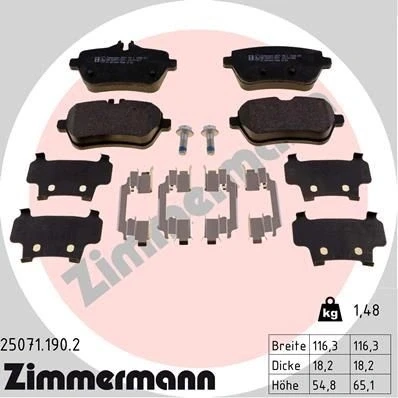Imagen de ZIMMERMANN 25071.190.2 Juego de pastillas freno MERCEDES BENZ: Clase S Berlina, SL Cabrio, Coupé