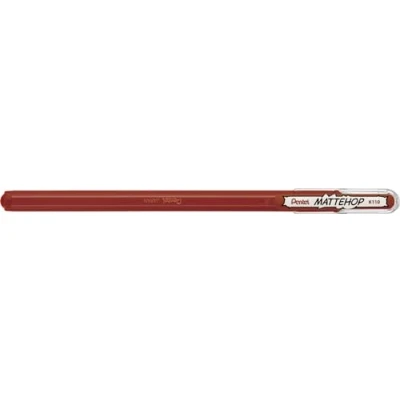 Imagen de Pentel K110 VEX Mattehop Bolígrafo roller de tinta gel con alta cobertura en acabado mate, modelo tapa, 1 unidad, color marrón
