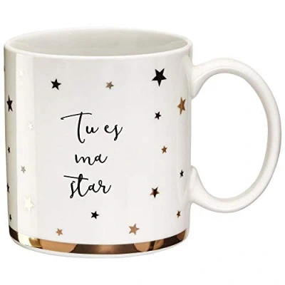 Imagen de Draeger Taza Original de té para regalar a sus seres queridos café en porcelana fina 350 ml 8 cm diámetro x 8,5 altura eres mi estrella