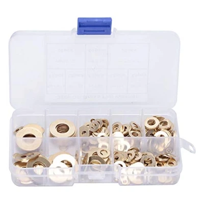 Imagen de 360pcs Arandela de grasa latón M2 M2.5 M3 M4 M5 M6 M8 M10 Kit anillo junta espaciador plano metal