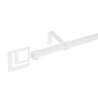Imagen de LOLAhome Set de Barra Cortina Extensible 122 a 211 cm, 2 escuadras y terminales Blanco Metal