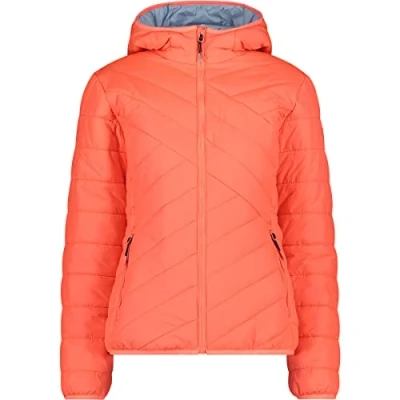 Imagen de CMP Chaqueta de mujer poliéster reciclado con capucha fija, rojo flúor, XXS