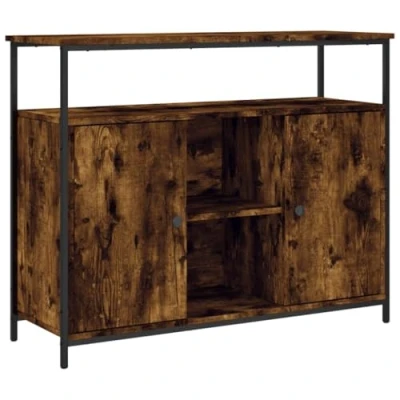 Imagen de vidaXL Aparador de Madera ingeniería Roble Ahumado 100x35x80 cm