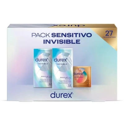 Imagen de Durex Pack Sensitivo Invisible Preservativos Extra + Real Feel 27 Condones