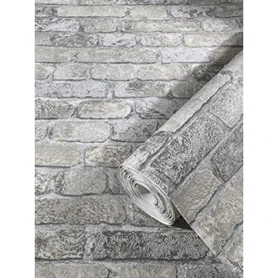 Imagen de marburg papel pintado ladrillo rústico 3D gris para dormitorio salón o cocina piedra óptica 10,05m x 0,53m