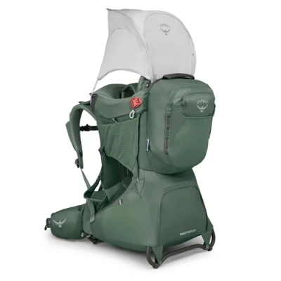 Imagen de Osprey Poco Portabebés Cabina de lujo para niños Protección solar incorporada Suspensión transpirable Almohadilla baba lavable a máquina, Koseret Green,