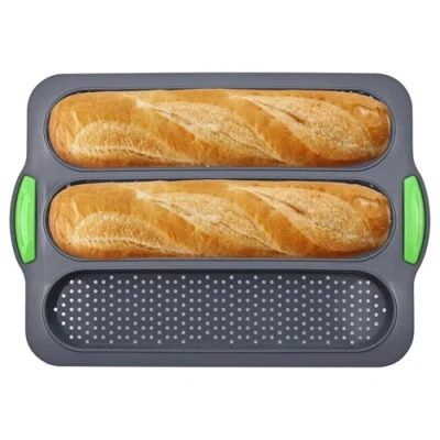 Imagen de Molde para hornear pan de silicona, apto baguettes y baguettes, con revestimiento antiadherente, reutilizable, en la cocina