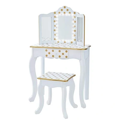 Imagen de Fantasy Fields Teamson Kids Gisele Imitación Tocador Luz LED Blanco/Oro para Niños TD 11670ML