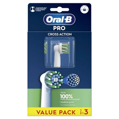 Imagen de Oral B Pro CrossAction Recambios para Cepillo de Dientes Eléctrico, Pack 3 Cabezales, Blanco Originales (Tamaño Buzón)