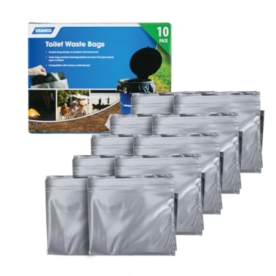 Imagen de Camco 41548 Toilet Waste Bags Durable Double Bag Design is Leak Proof, Inner Gels Any Liquid, Great for Camping, Hiking and Hunting More (10 Pack)