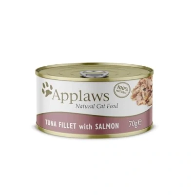 Imagen de APPLAWS Cat Lata Filete DE ATUN Salmon EN Caldo 24X 70 GR