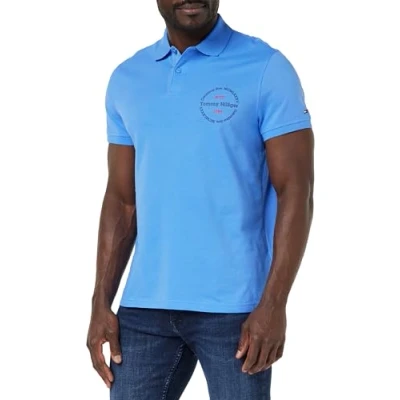 Imagen de Tommy Hilfiger Polo de Manga Corta para Hombre Regular Fit, Azul (Blue Spell), XS