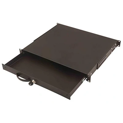 Imagen de DIGITUS Bandeja para Documentos y Teclado, 19 Pulgadas, 1U, Profundidad de Instalación Variable, Armarios Red Bastidores Servidores, Bloqueable, Negro