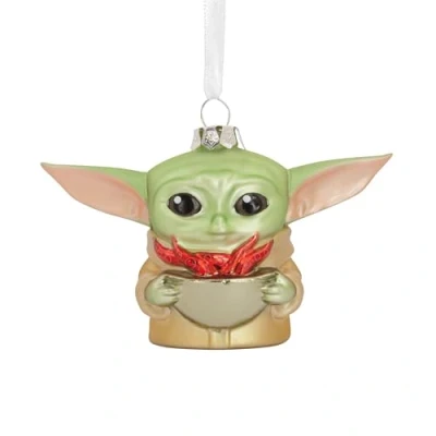 Imagen de Hallmark Grogu Adorno de Cristal, decoración árbol Star Wars, The Mandalorian, Colgante Navidad, Regalos para Navidad