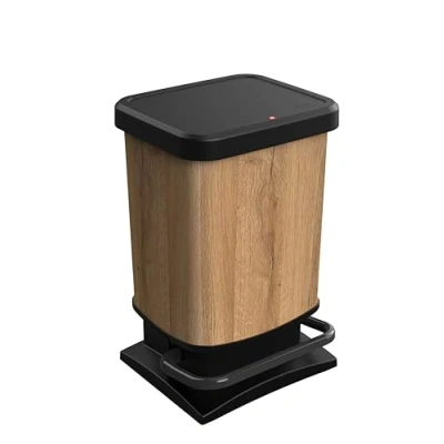 Imagen de Rotho Paso Cubo de basura 20l con tapa, Plástico (PP) sin BPA, Madera, (29.3 x 26.6 45.7 cm)