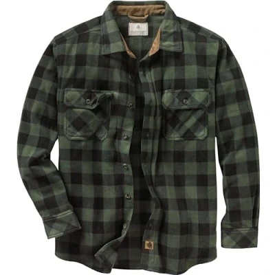 Imagen de Legendary Whitetails Navigator Camisa estándar de Forro Polar con Botones para Hombre, diseño Cuadros Bosque Nocturno, Talla L