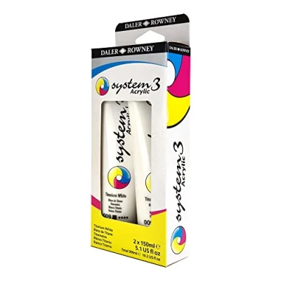 Imagen de Daler Rowney System 3 Color Acrílico Set Blanco Titanio 2x150 ml
