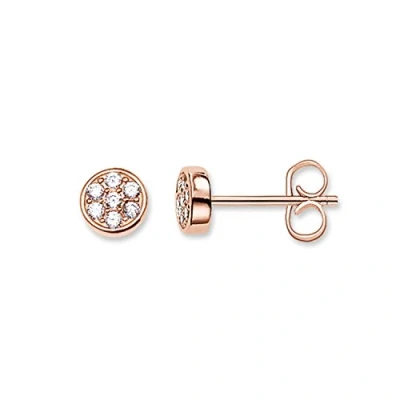 Imagen de THOMAS SABO Pendientes con Círculos Brillantes Plata Chapada en Oro H1848 416 14, Rosa