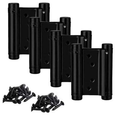 Imagen de 2 pares de bisagras puerta acero inoxidable doble acción 7,6 cm, color negro mate, cierre automático, ajuste perfecto, 76 mm