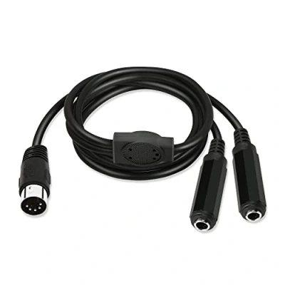 Imagen de GINTOOYUN cable adaptador de 5 pines Din a 6,35 mm divisor Y 39 pulgadas MIDI macho Plug Dual 1/4 &quot;TRS hembra enchufe para mezcladores MIDI, teclados etc