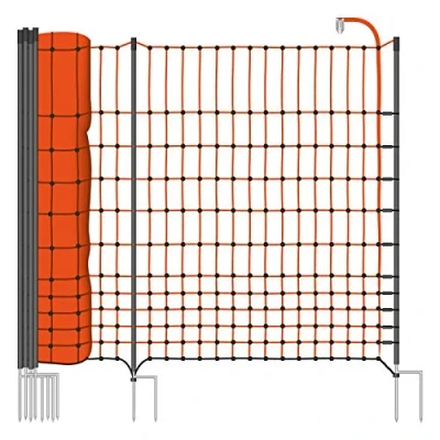 Imagen de VOSS.farming Malla eléctrica para gallinas y Aves de Corral, Rollo 50m Longitud 112cm Altura, 20 Postes con Punta Doble Kit reparación