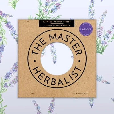 Imagen de The Master Herbalist Fragante forro de cajones con aroma a lavanda SUFFOLK en un diseño floral. Fabricado Gran Bretaña.