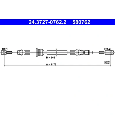 Imagen de ATE 24.3727 0762.2 Cable de Freno Mano 1175 RENAULT: MASTER 2 Pritsche/Fahrgestell, Kasten, Bus