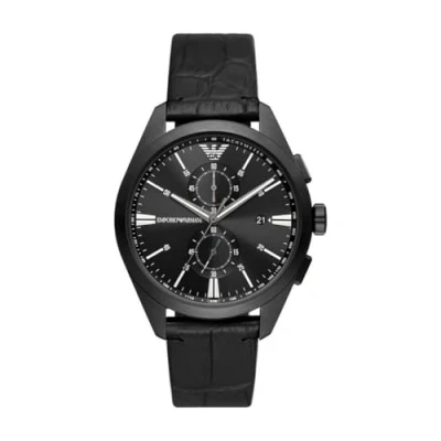 Imagen de Emporio Armani Reloj Hombre, Movimiento cronógrafo, 43mm caja de acero inoxidable con correa piel Pro Planet, AR11483, Negro
