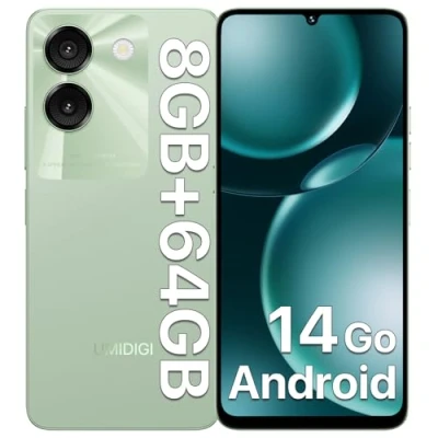 Imagen de UMIDIGI G9A Smartphone, Android 14 Go Movil, 8GB+64GB/1TB Telefono Pantalla HD 6.75&#039;&#039;, 4G Dual SIM Teléfono Móvil, Octa Core Procesador/Cámara 13MP+8MP/Batería 5000mAh/Face ID/GPS Verde