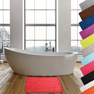 Imagen de MSV Alfombra de Baño Espuma, Diseño Piedras, Microfibra, Rojo, 50x80x1 cm