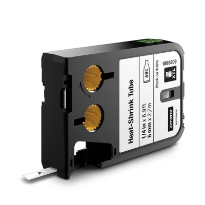 Imagen de Dymo 1868809 Tubo retráctil adecuado para XTL, 6 mm x 5.5 m, color negro y blanco
