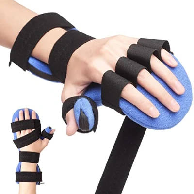 Imagen de Férula Ortesis de Descanso para Mano, 5 Dedos y Muñeca, Contracturas Dedos, Artritis, Atrofia Muscular, Calambres Leves, Dolor del Túnel Carpiano, Izquierda Derecha L/XL
