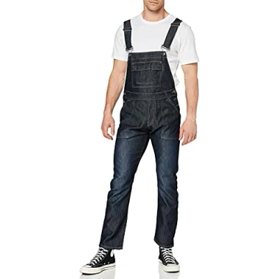 Imagen de Enzo Men&#039;s EZD390 VEN Denim Dungarees Overalls, Black, 36