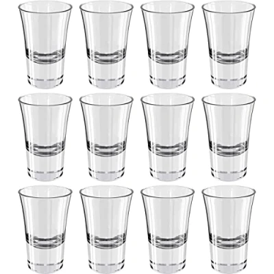 Imagen de Wellgro Vasos de chupito 3,4 cl 4,5 x 7 cm (diámetro altura) Cristal transparente Estable Fabricado en Italia, cantidad: 12 unidades
