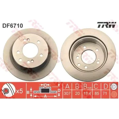 Imagen de TRW DF6710 Disco de freno 307 20 5 130 ventilado barnizado SSANGYONG: Rodius I