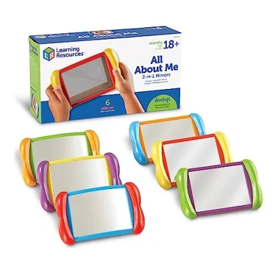 Imagen de Learning Resources Espejos 2 en 1 All about Me , set de 6, desarrollo socioemocional, Montessori, 18 meses