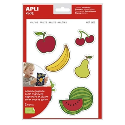 Imagen de APLI Kids 12823 Bolsa de gomets maxi frutas, 2 hojas A4 adhesivo removible