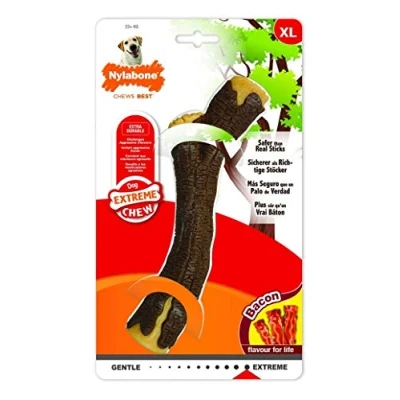 Imagen de Nylabone Stick Sabor a beicon Juguete masticable mordidas potentes Extra Grande para Perros de más 23 kg, Nylon, No se Aplica, X Large