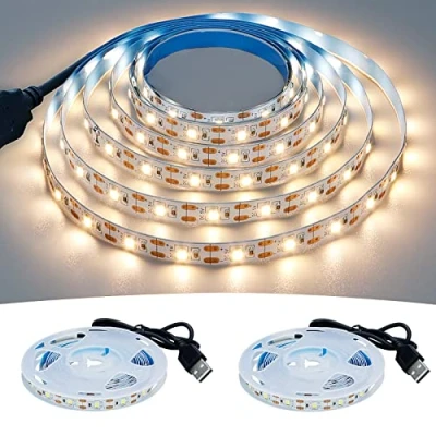 Imagen de GOMING Tira LED USB 5V Blanco Natural 4000K 120LED/2M 2835 SMD 4M (2m x 2Piezas) No Impermeable IP20 Luces para DIY Gabinete, Armario y más