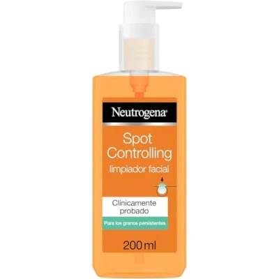 Imagen de Neutrogena Spot Controlling limpiador facial (1 x 200 ml), gel con ácido salicílico para piel propensa al acné, jabón los granos persistentes