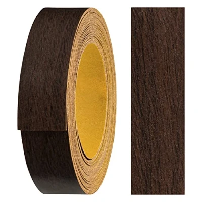 Imagen de haggiy Cinta para bordes de melamina autoadhesiva 18 mm x 5 m I muebles Sujeción segura sin planchar Chapa estantes/paneles madera nogal oscuro