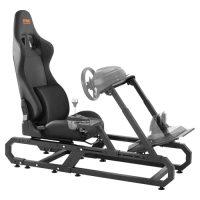 Imagen de VEVOR Soporte para Volante de Carreras Logitech G923/G920/G29, Cabina Simulador Conducción Acero Resistente, y Ángulo del Pedal Ajustables 605 795 mm ± 5, Compacto, 1430 x 640 1270