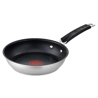 Imagen de Tefal Jamie Oliver by E51202AZ Sartén antiadherente (20 cm, inducción, acero inoxidable, mango remachado con inserto de silicona, señal térmica, larga duración)