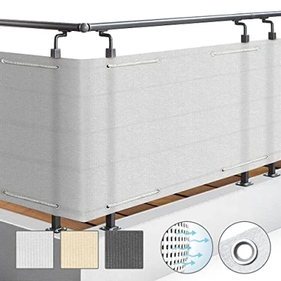 Imagen de Sol Royal Privacidad Balcón Pantallas Protectoras 90x300 cm Blanco SolVision HB2 HDPE Cubierta Malla Protección UV Visual Opaca 160 g/m² Resistente a la Intemperie con Ojales &amp; Cuerdas