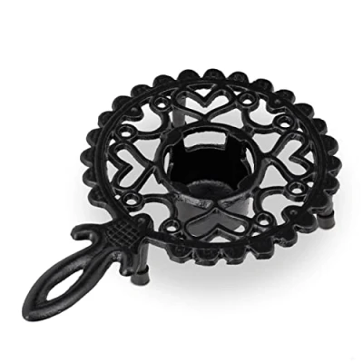 Imagen de Relaxdays Calentador de Taza, Salvamantel para teteras, Hierro Fundido, una Vela, Rústico, 1 Ud, Negro