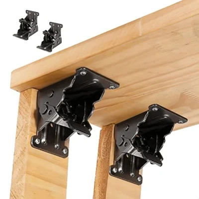Imagen de DXIA 2Pcs Marco de Soporte Plegable,Soporte Plegable Acero,Bisagras Plegables,Bloqueo Automático 90 Grados, Pies Telescópicos Para Piernas Plegables Banco Trabajo Expansión