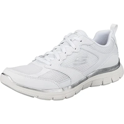 Imagen de Skechers Flex Appeal 4.0 Active Flow, Zapatillas Mujer, White Leather/Mesh/Trim, 41 EU